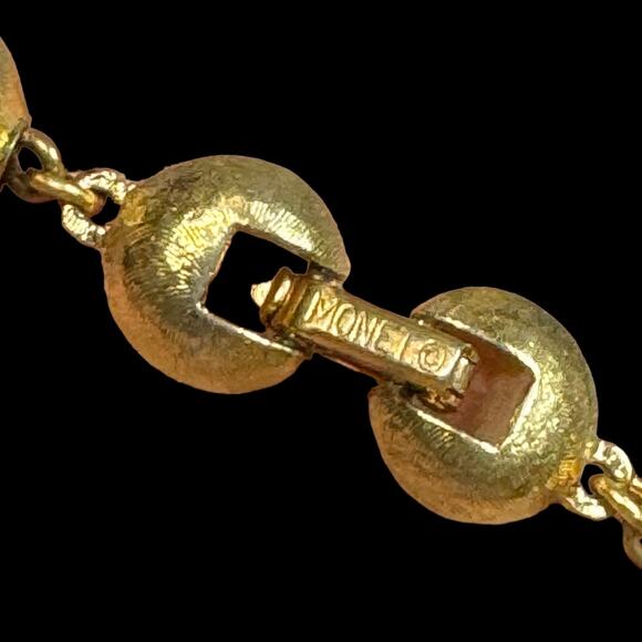 Vintage Monet Signed Double Twisted Rope Chain Necklace Gold Tone Thick Mod Wife - Picture 5 of 5